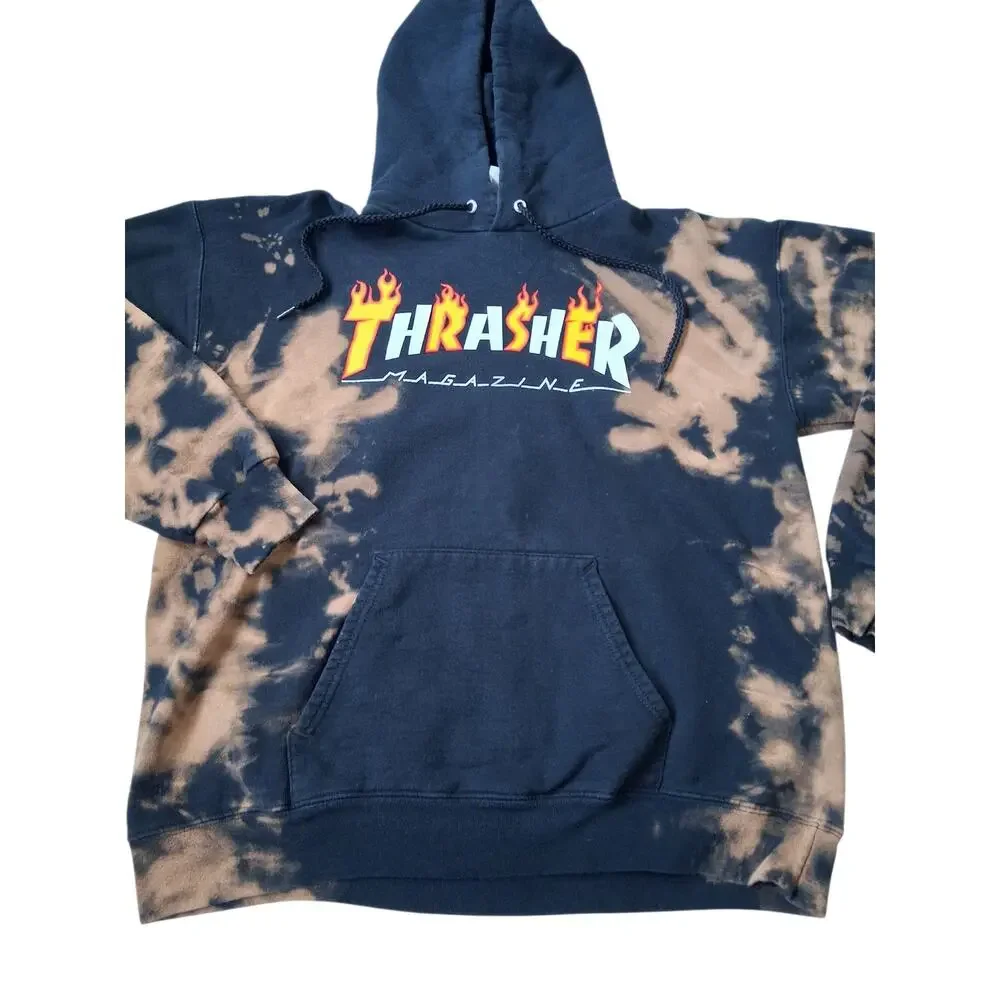 Y2K Vintage Thrasher Custom Bleached Mens Size M Grungecore Skater Street Hoodie